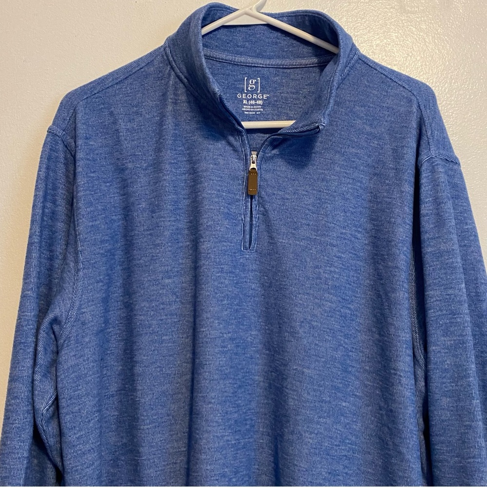 George 1/4 Zip Shirt Mens Size XL Pullover Longsleeve Blue Polo